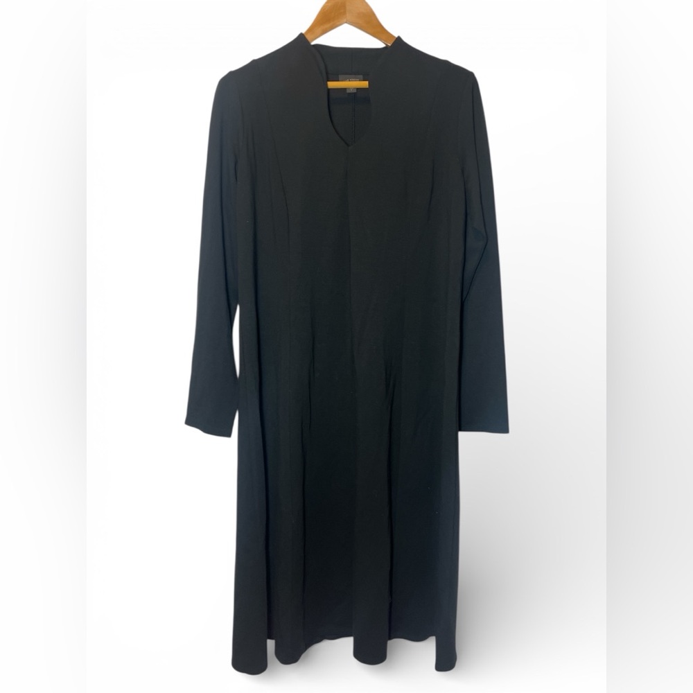 J Jill Wearever Double Face Jersey Sheath V Neck Midi Dress Stretch Large - Picture 1 of 6